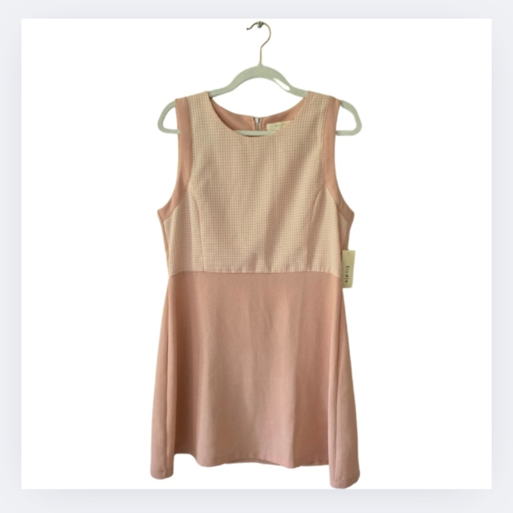 NWT Elodie Dress Size XL Blush Pink Sheath Textured Top Mini Exposed Zipper
